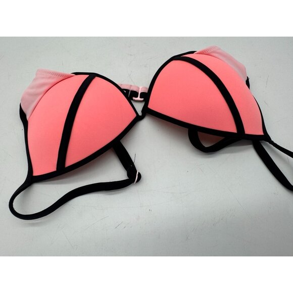 Victoria's Secret The Fabulous Bikini Top Womens 34C Pink Black Push-Up Bra Chic - Picture 7 of 7